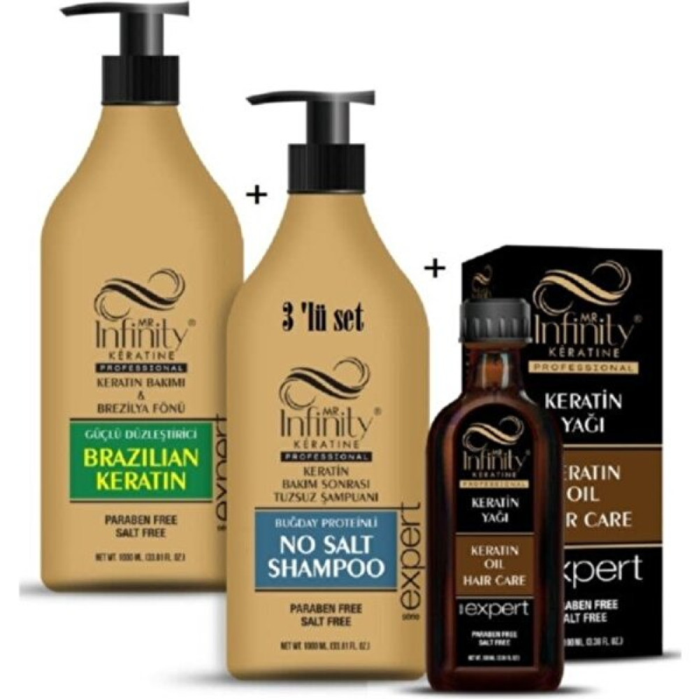 Mr Infinity Infinity Professional Saç Düzleştirici Keratin Bakımı + Tuzsuz Şampuan + Keratin Yağı Saç Bakım Maskeleri & Serumlar & Spreyler Fiyatı