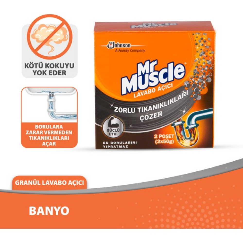 Mr Muscle Granül Lavabo Açıcı 50 gr - 2 Adet - 140 gr Temizlik Malzemeleri Fiyatı