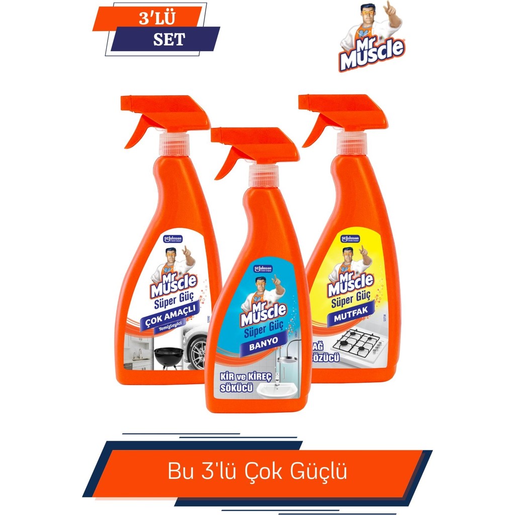 Mr. Muscle Süper Güç Serisi Banyo + Mutfak + Çok Amaçlı Temizleyici 750 ml Diğer Fiyatı