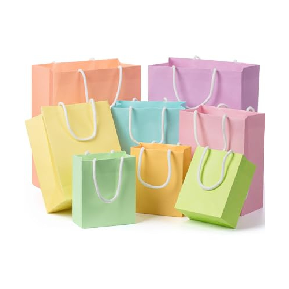 Mr. Pen- Gift Bags Assorted Sizes, 8 pcs, Small/Medium/Large, Pastel Paper Gift Bag with Handles, Easter Bags for Gifts