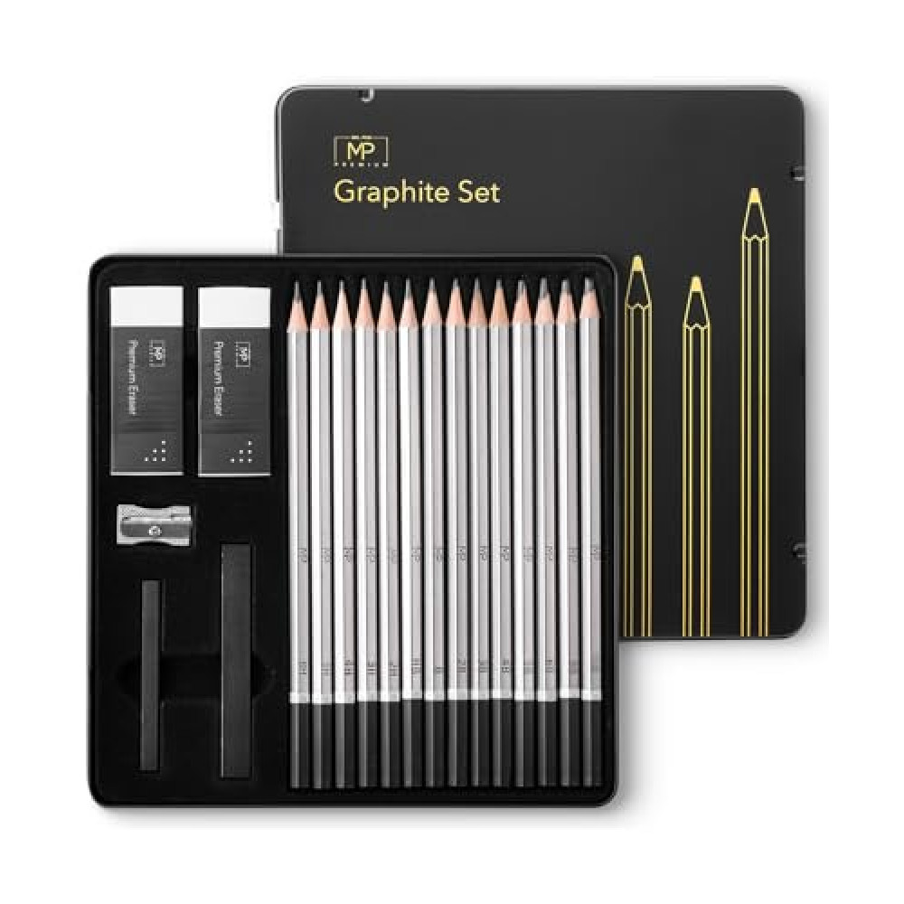 Mr. Pen- Sketch Pencils for Drawing, 19 pcs, Drawing Pencils for Sketching with Graphite Sticks, Erasers and Sharpener, Sketching Pencils, Art Pencils for Sketching, Graphite Pencils