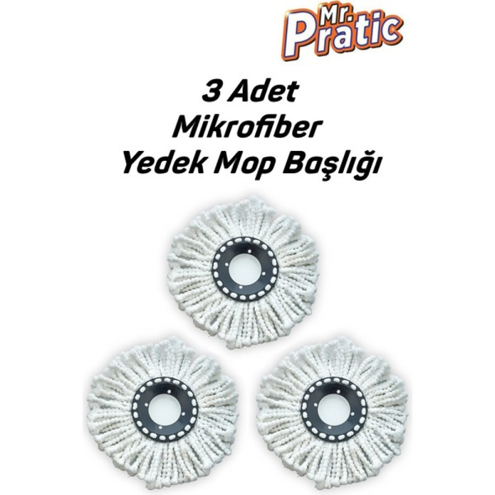 Mr Pratic 3 Adet 360° Döner Moplara Uyumlu Yedek Mikrofiber Püskül Mop Başlığı Temizlik Malzemeleri Fiyatı