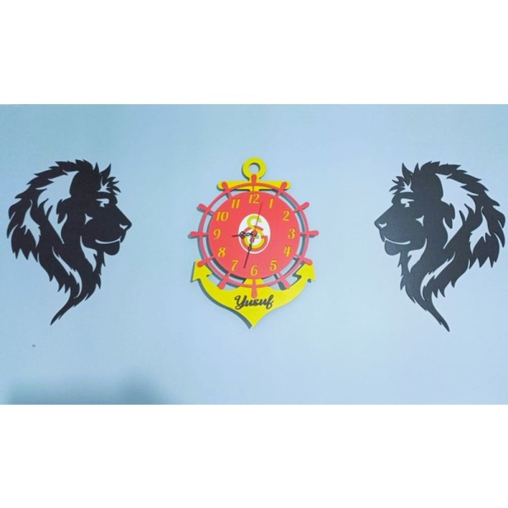 Mrc Hediye Sepeti Galatasaray Saati 2 Aslan Kişiye Özel Dekoratif Saat Fiyatı