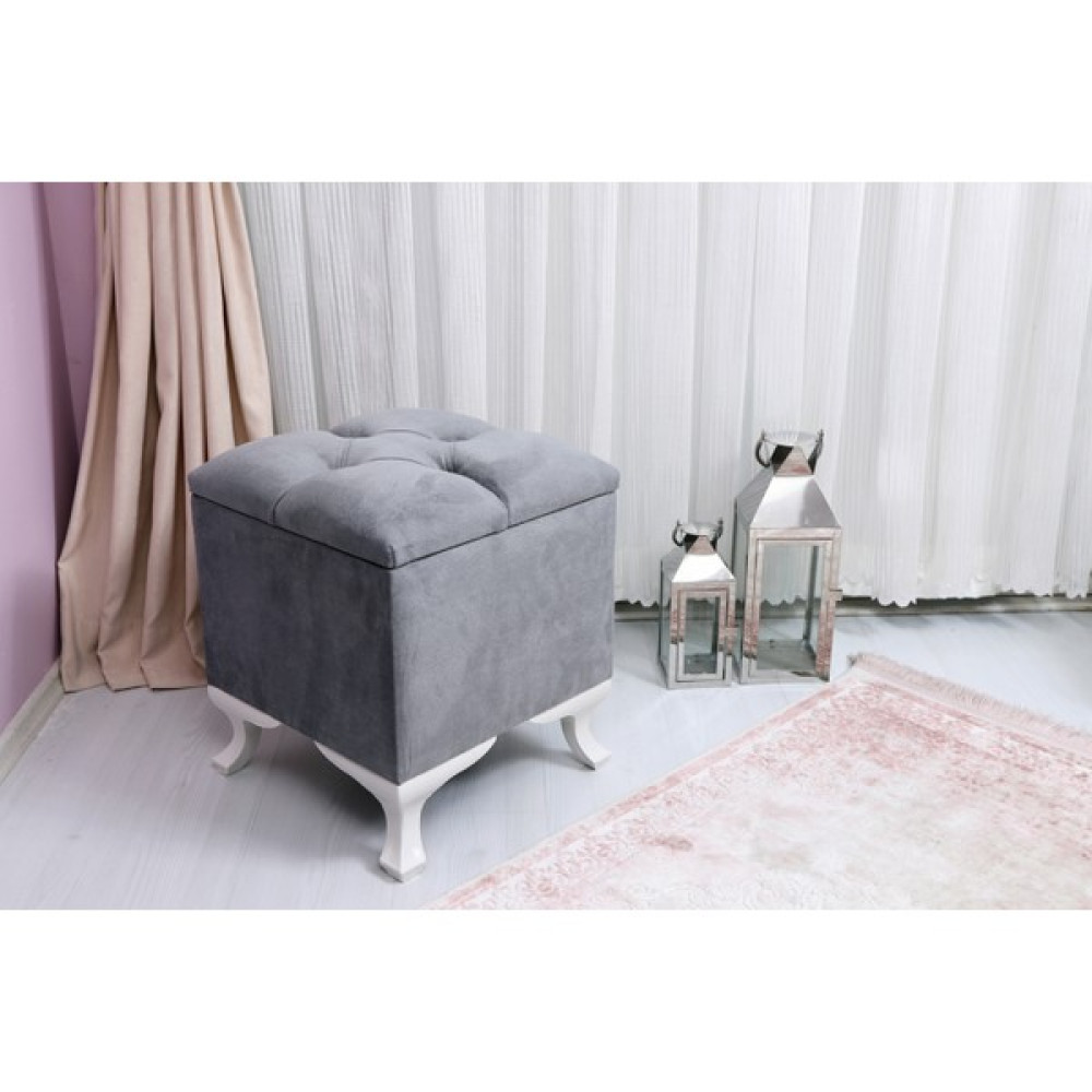 Mr.dans Store Puf Koltuk Sandıklı Tabure Kapitone - 40 x 45 cm - Gri Puf Fiyatı