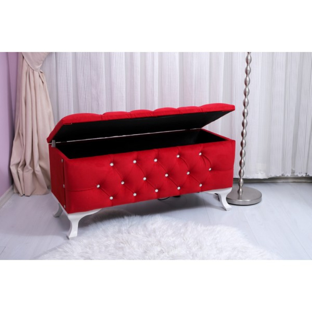 Mr.Dans Store Puf Koltuk Sandıklı Tabure Kapitoneli Kırmızı - 40 x 40 cm Puf Fiyatı