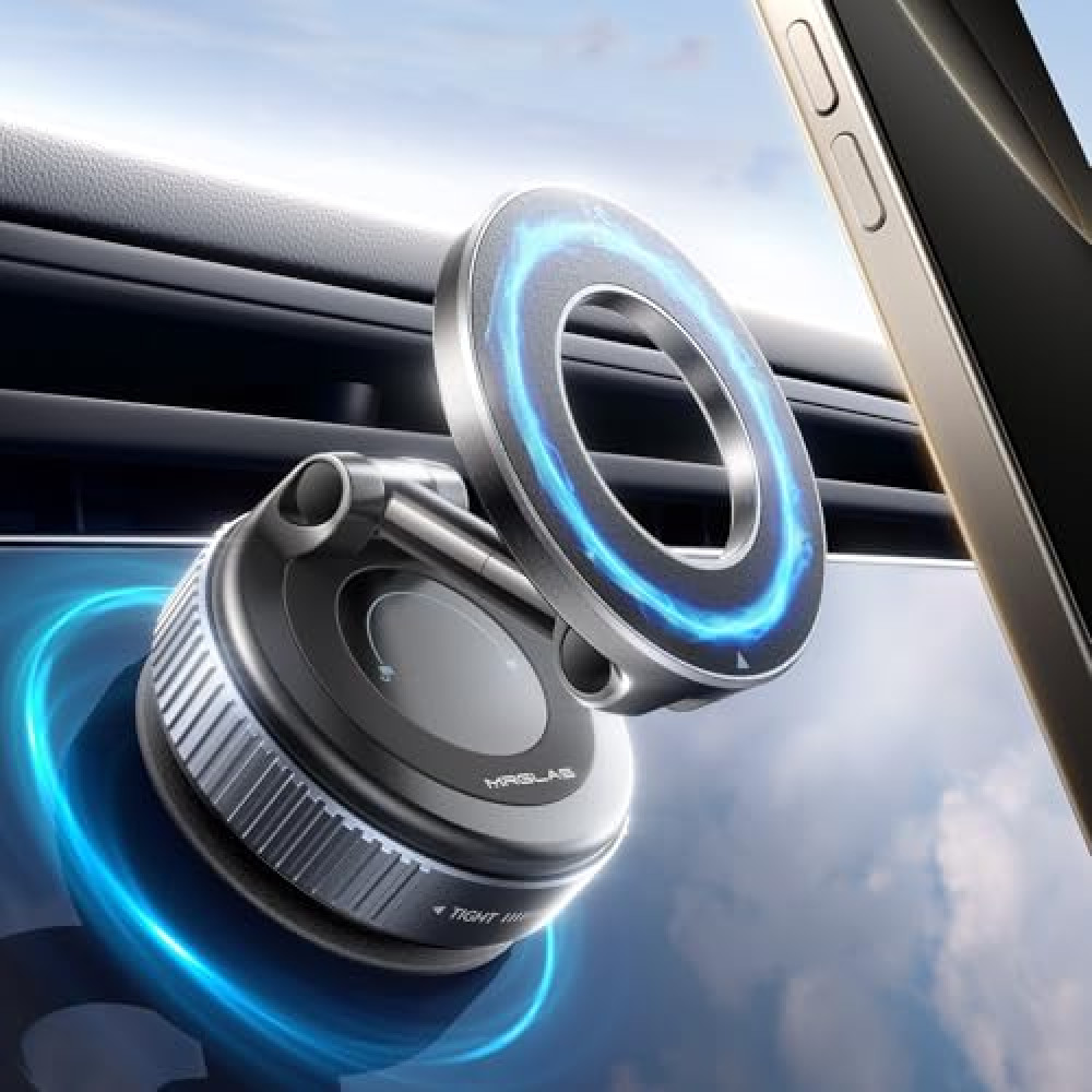 MRGLAS 2025 Upgraded Vacuum Magnetic Phone Holder Stand, for Magsafe Suction Cup Phone Mount [89+LBS Strongest Suction & 2800gf Strongest Magnetic] Adjustable Swivel Lock, for Your Car/Gym/Mirror