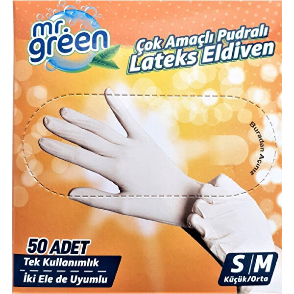 Mr.green Çok Amaçlı Pudralı Latex Eldiven 50 Adet S/m Temizlik Malzemeleri Fiyatı