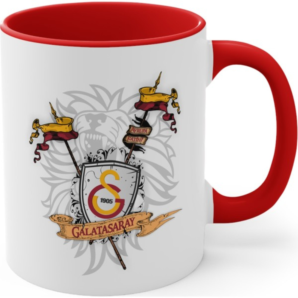 Mrn Home Mrn - Galatasaray Gs Baskılı Kupa Bardak Kırmızı Saplı Renkli/mug Cup Yazılı Baskılı Kupa Bardak Baskılı Mrn Tasarım - 1 Adet - Beyaz Fincan / Bardak / Kahve Takımı Fiyatı