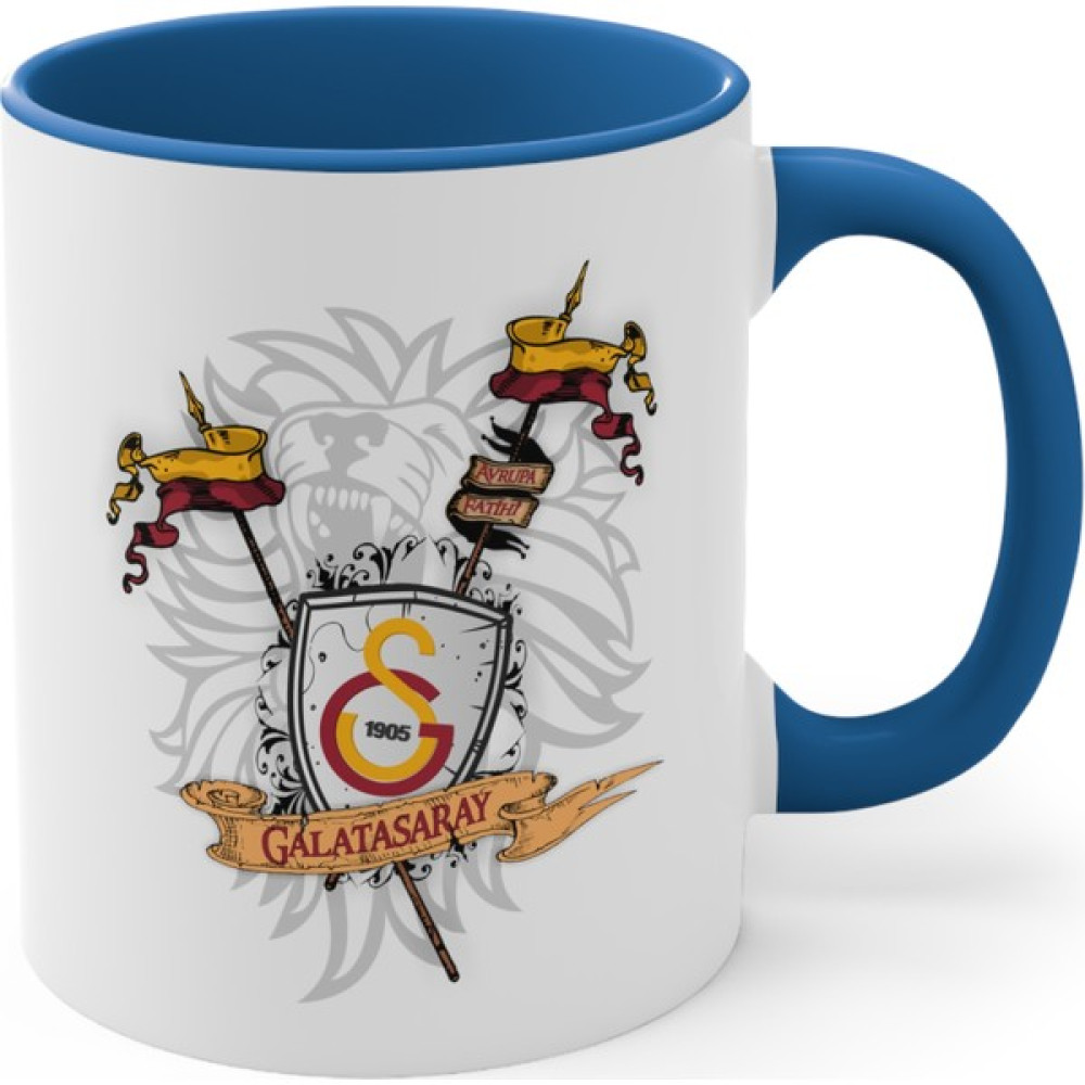 Mrn Home Mrn - Galatasaray Gs Baskılı Kupa Bardak Mavi Saplı Renkli/mug Cup Yazılı Baskılı Kupa Bardak Baskılı Mrn Tasarım - 1 Adet - Beyaz - 330 ml Fincan / Bardak / Kahve Takımı Fiyatı