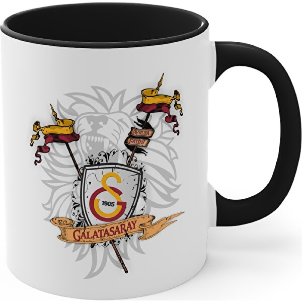 Mrn Home Mrn - Galatasaray Gs Baskılı Kupa Bardak Siyah Saplı Renkli/mug Cup Yazılı Baskılı Kupa Bardak Baskılı Mrn Tasarım - 1 Adet - Beyaz - 330 ml Fincan / Bardak / Kahve Takımı Fiyatı