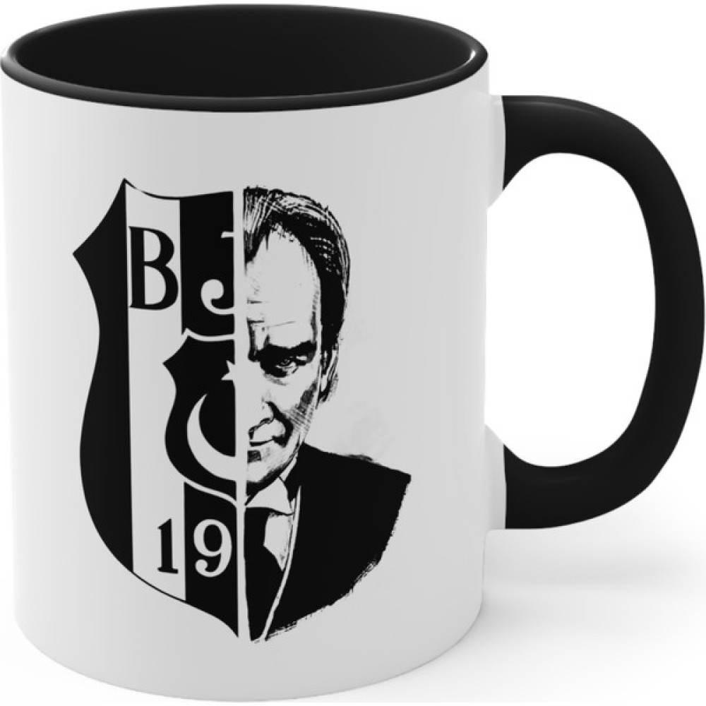 Mrn Tasarım Atatürk Temalı Beşiktaş Kupa Bardak Özel Tasarım Bjk Kupa Bardak - Siyah Fincan / Bardak / Kahve Takımı Fiyatı