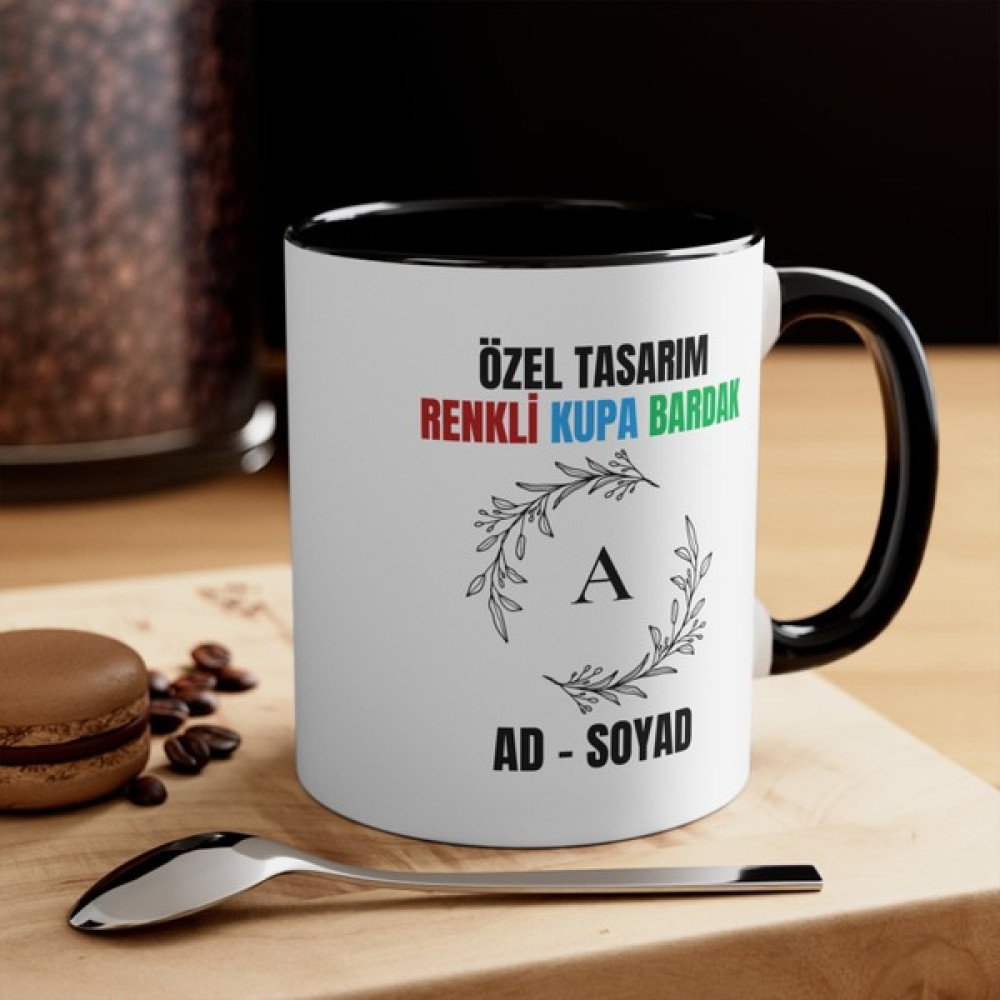 Mrn Tasarım Kişiye Özel Baskılı Kupa Bardak Renkli Saplı Kupa Bardak Içi Renkli/mug Cup Yazılı Baskılı Kupa Bardak Baskılı - Siyah Fincan / Bardak / Kahve Takımı Fiyatı
