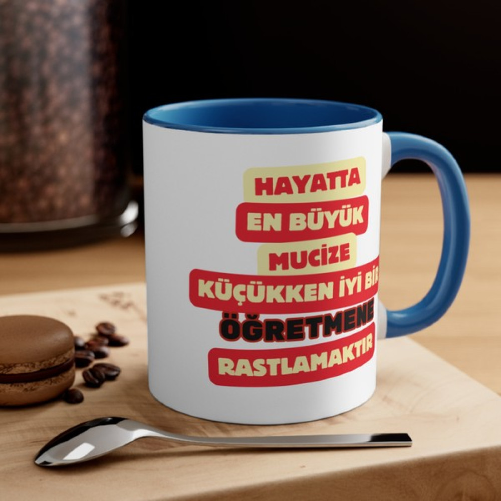 Mrn Tasarım Öğretmenler Günü Yazılı Baskılı Renkli Kupa Bardak Renkli Saplı/mug Cup Yazılı Baskılı Renkli Saplı Kupa Bardak Baskılı - Mavi Fincan / Bardak / Kahve Takımı Fiyatı