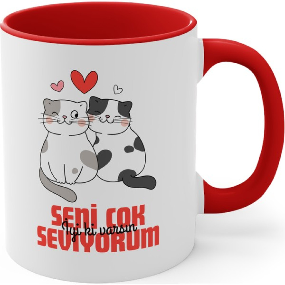 Mrn Tasarım Sevgililer Günü Kupa Bardak Sevgililer Günü Kupa Bardak Seni Çok Seviyorum Yazılı - Kırmızı Fincan / Bardak / Kahve Takımı Fiyatı