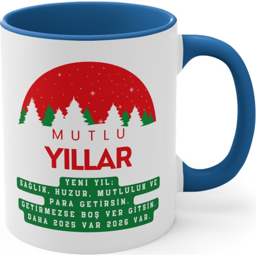 Mrn Tasarım Yılbaşı Özel Tasarım Renkli Saplı Yazılı Baskılı Kupa Bardak Resimli Baskılı Yazılı Kupa Bardak/mug4 - Mavi Fincan / Bardak / Kahve Takımı Fiyatı