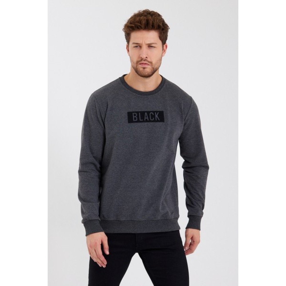 MRS Clothing Black 3D Baskılı Standart Fit Erkek Ince Sweatshirt Antrasit Erkek Sweatshirt Fiyatı
