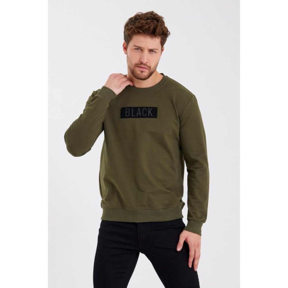 MRS Clothing Black 3D Baskılı Standart Fit Erkek Ince Sweatshirt Haki Erkek Sweatshirt Fiyatı