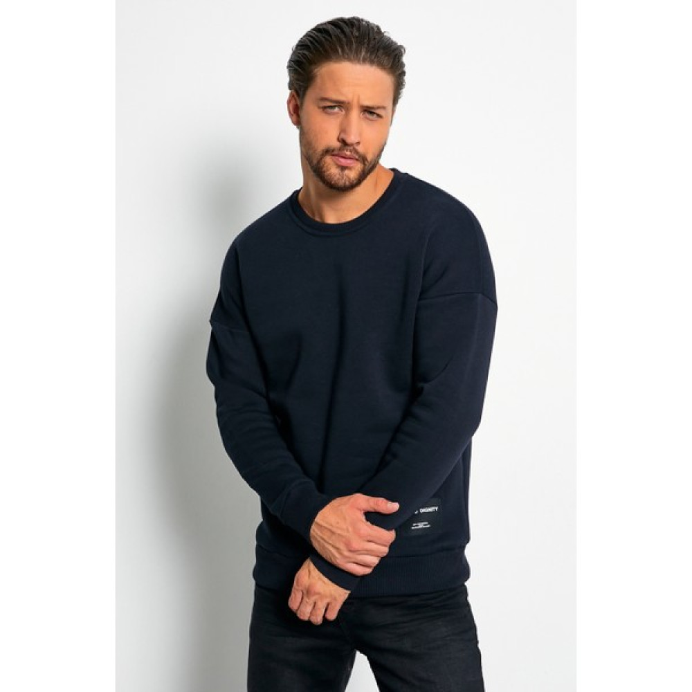 MRS Clothing Defend Erkek Lacivert Oversize Günlük Bisiklet Yaka Içi Yünlü Rahat Spor Sweatshirt Erkek Sweatshirt Fiyatı