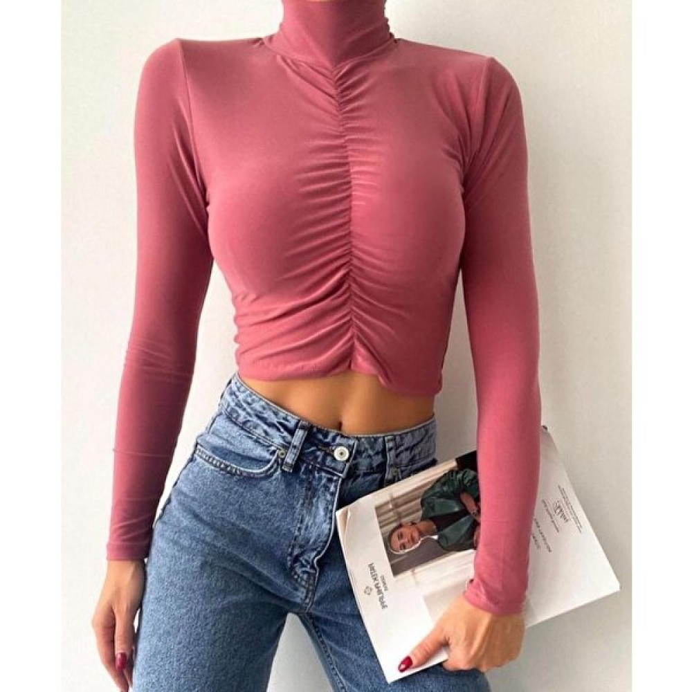 Mrs İlknur Eren Kadın Büzgü Detaylı Crop Bluz Bluz Fiyatı