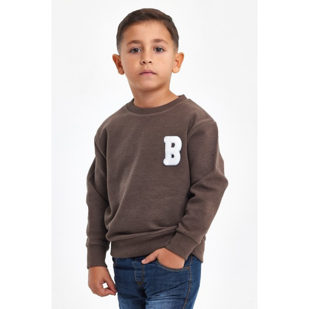 Mrs & Kids 3D Nakışlı Bej Yünlü Ve Pamuk Kışlık Bisiklet Yaka Çocuk Erkek Sweatshirt Erkek Çocuk Sweatshirt Fiyatı