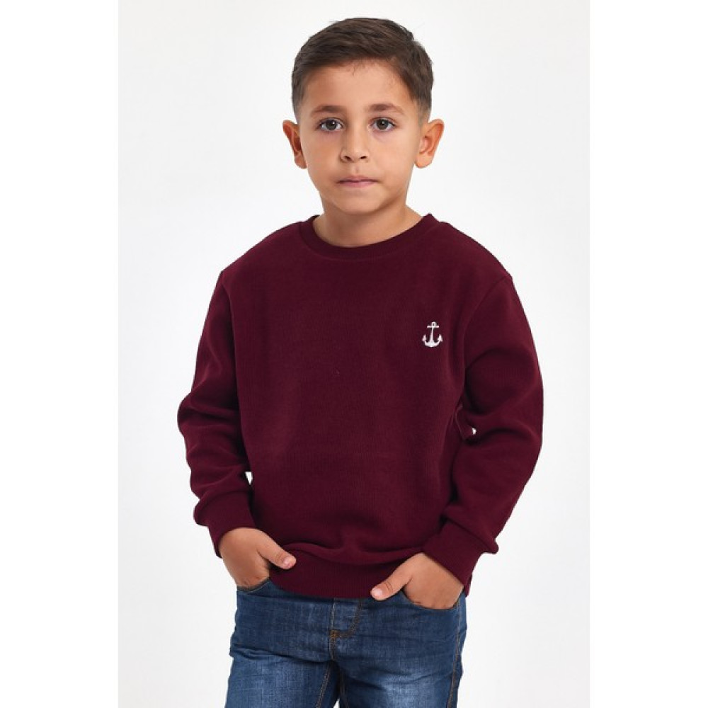 Mrs & Kids Çapa Nakışlı Pamuk Kışlık Bisiklet Yaka Erkek Çocuk Sweatshirt Erkek Çocuk Sweatshirt Fiyatı