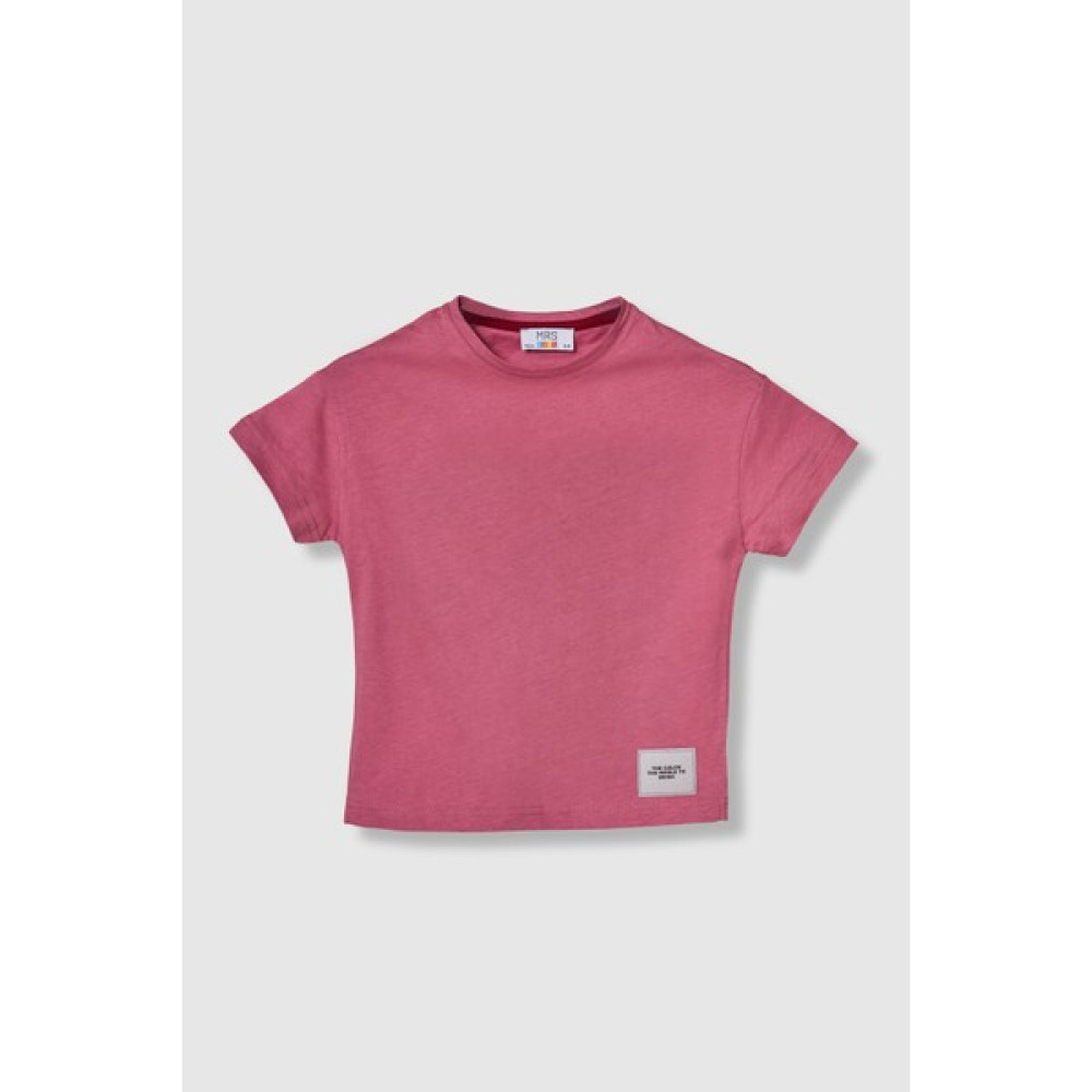 Mrs & Kids Elsa Oversize Kız Çocuk Etiket Detaylı Bisiklet Yaka %100 Pamuk Tişört Kız Çocuk T-shirt Fiyatı