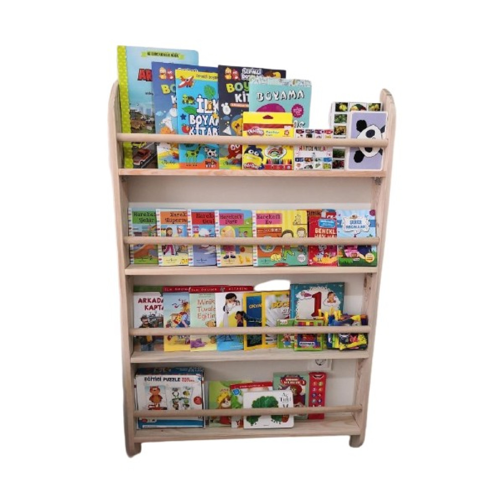 Mrt Ahşap Montessori Kitaplık Geniş Model Çamdan Kitaplık Fiyatı