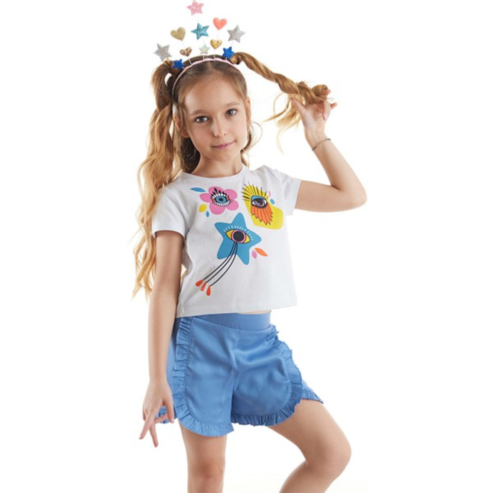 MSHB&G Gözler Kız Çocuk T-Shirt Şort Takım Kız Çocuk Giyim Takımı Fiyatı