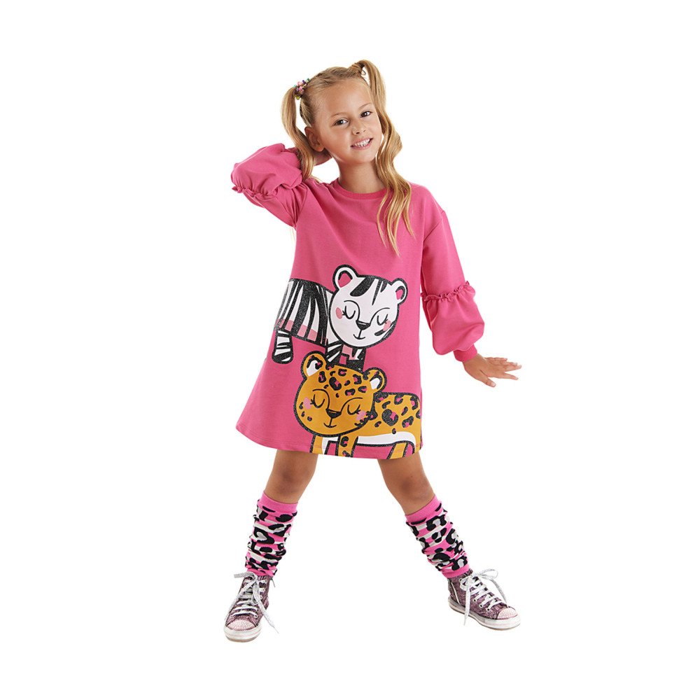 MSHB&G Leopar Zebra Kız Çocuk Pembe Elbise 3 YAŞ Beden Elbise Fiyatı