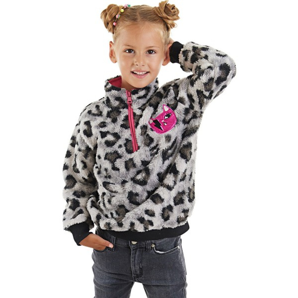 MSHB&G Leoparlı Kız Çocuk Peluş Sweatshirt Kız Çocuk Sweatshirt Fiyatı