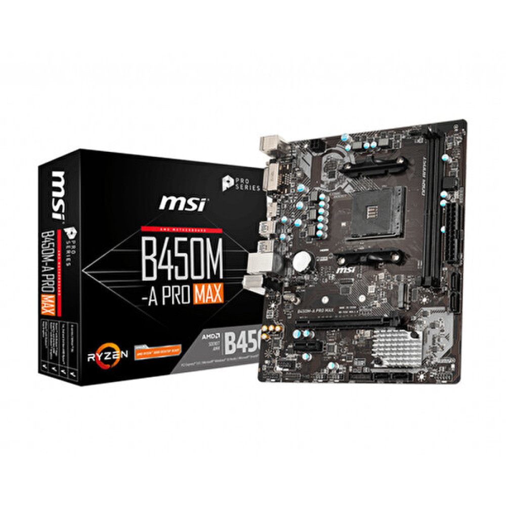 MSI B450M-A Pro Max 4133 MHz (Oc) Ddr4 Soket AM4 M.2 Hdmi DVI mATX Anakart Anakart Fiyatı