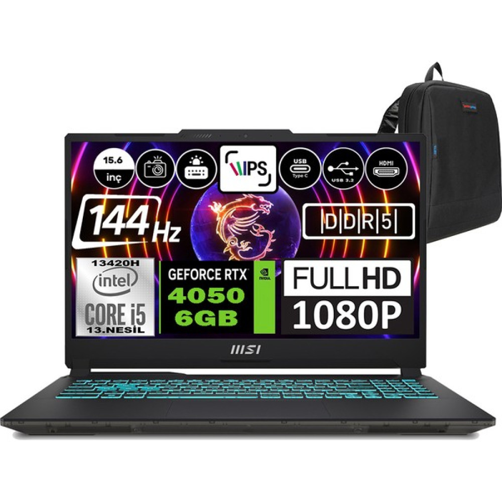Msı Cyborg 15 Intel Core I5 13420H 64GB 4tb SSD RTX4050 6gb Freedos 15.6" Fhd 144Hz Taşınabilir Bilgisayar A13VE1478XTRWF12 + Zetta Çanta Oto Boyaları Fiyatı