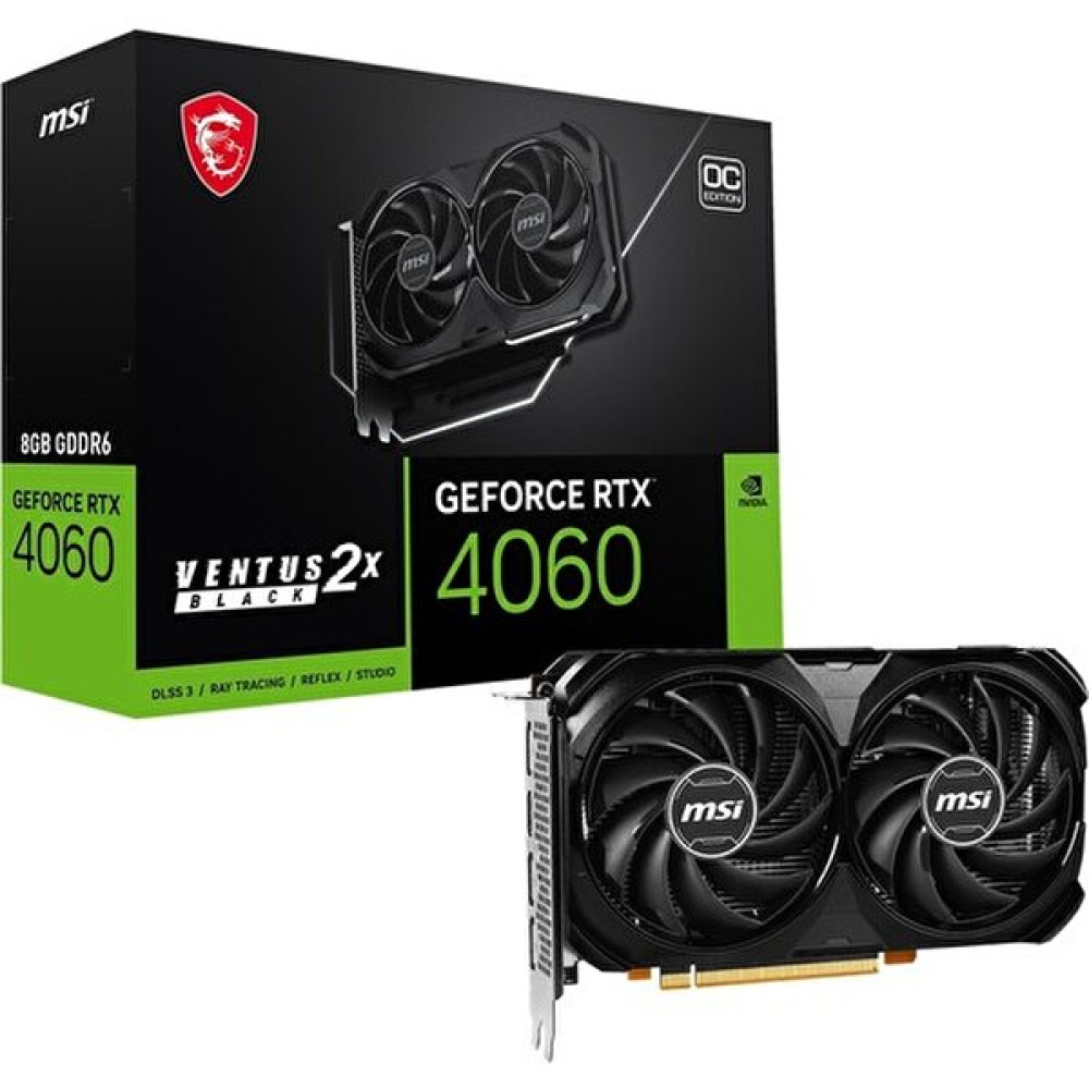 MSI GeForce RTX 4060 Ventus 2X Black 8G OC Rtx4060 8 GB Gddr6 128 Bit Dx12 PCIe 4.0 X8 Ekran Kartı Ekran Kartları Fiyatı