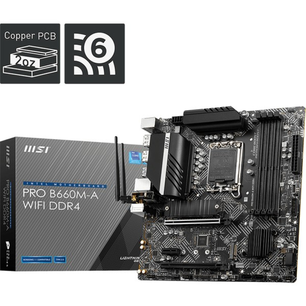 MSI PRO B660M-A WIFI DDR4 1700 DDR4 4800 MHz (OC) DP HDMI M.2 USB3.2 Wi-Fi 2.5G LAN  mATX Anakart   Anakart Fiyatı