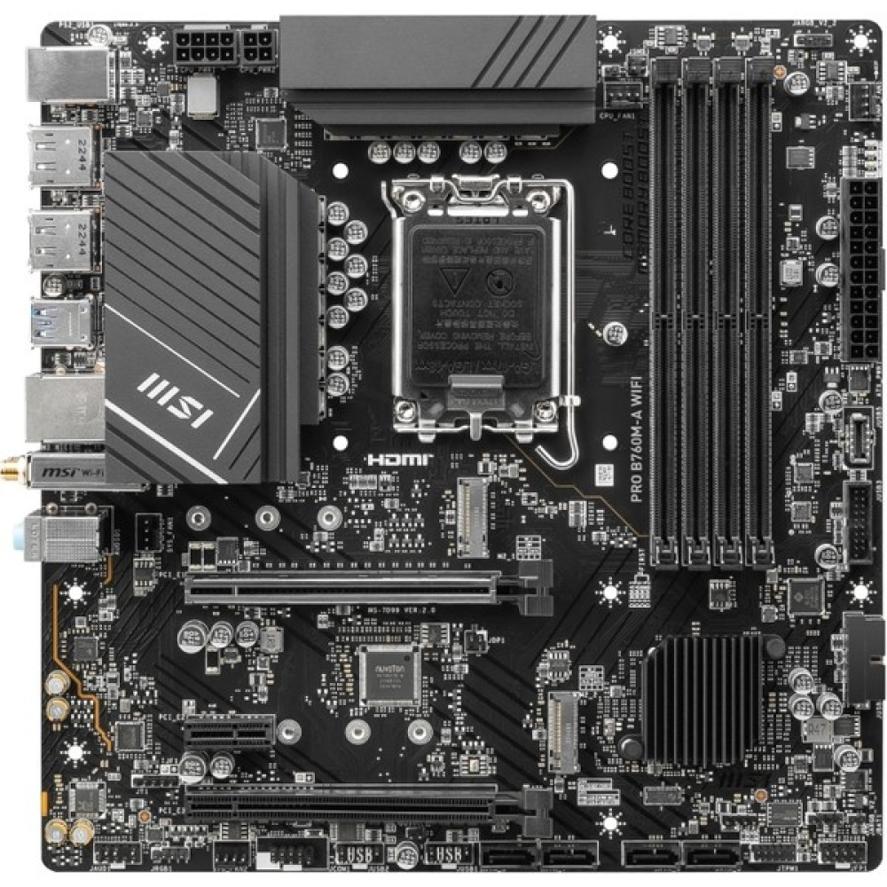 MSI PRO B760M-A WIFI SOKET 1700 DDR5 6800(OC) PCI-E ,M.2 USB3.2 HDMI,DP 1x 2.5G LAN WI-FI 6E mATX Anakart Anakart Fiyatı