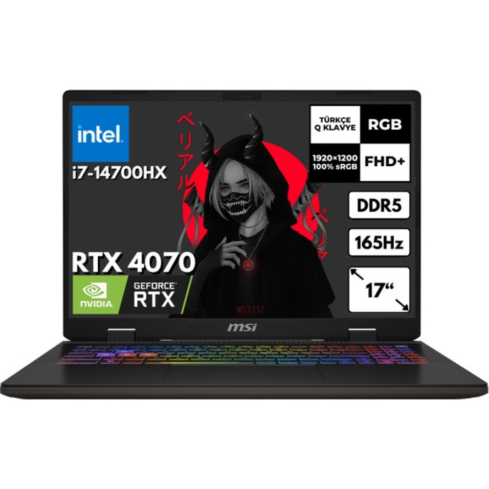 MSI Sword 17 Hx I7-14700HX 16-Gbddr5 4 Tbssd RTX4070 (8 Gb) 17" Fhd+ 165Hz Windows 10 Home B14VGKG-054XTRHMF73 Oto Boyaları Fiyatı