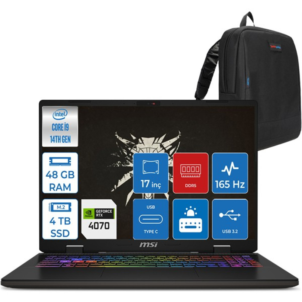 Msı Sword 17 Hx Intel Core I9 14900HX 48GB Ddr5 4tb SSD 8GB/RTX4070/105W 17" 165Hz Fhd+ Windows 11 Pro Gaming Laptop B14VGKGP06 + Zettaçanta Oto Boyaları Fiyatı