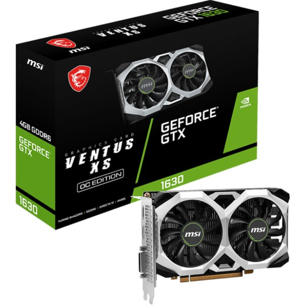 MSI VGA Geforce Gtx 1630 Ventus Xs 4g Oc GTX1630 4gb Gddr6 64B DX12 PCıe 3.0 X16 (1xdvı 1xhdmı 1xdp) Ekran Kartları Fiyatı