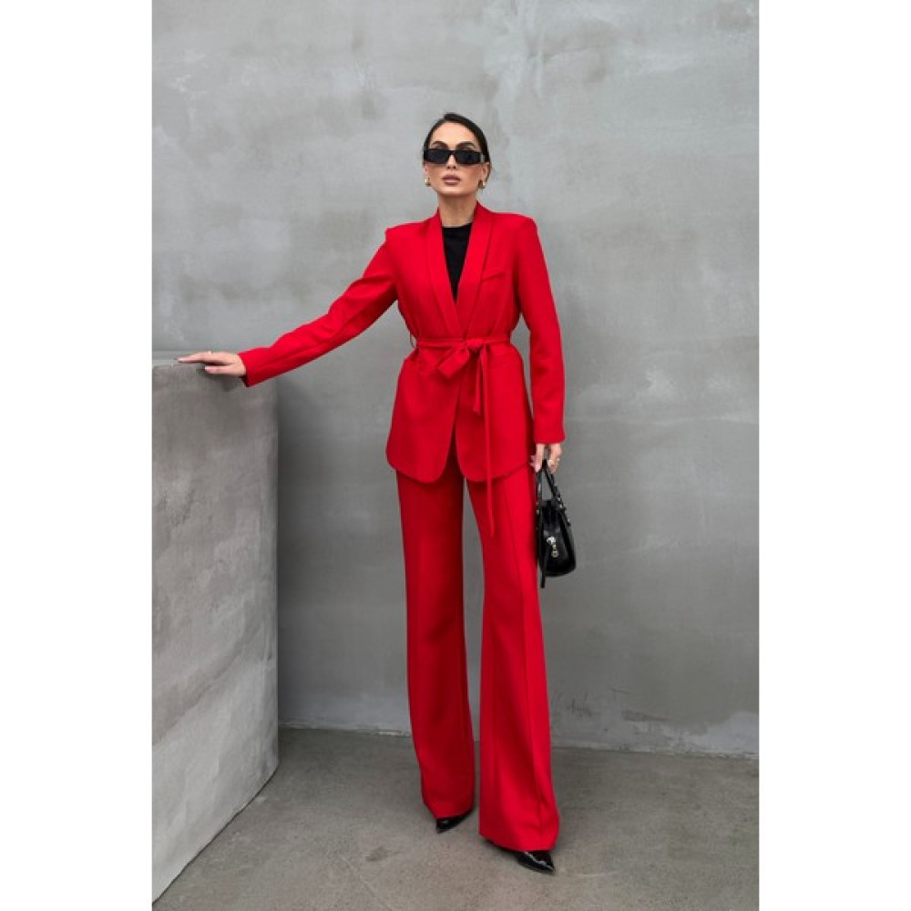 Msm Fashion Kırmızı Kuşaklı Ceket Pantolon Takım Kadın Giyim Fiyatı