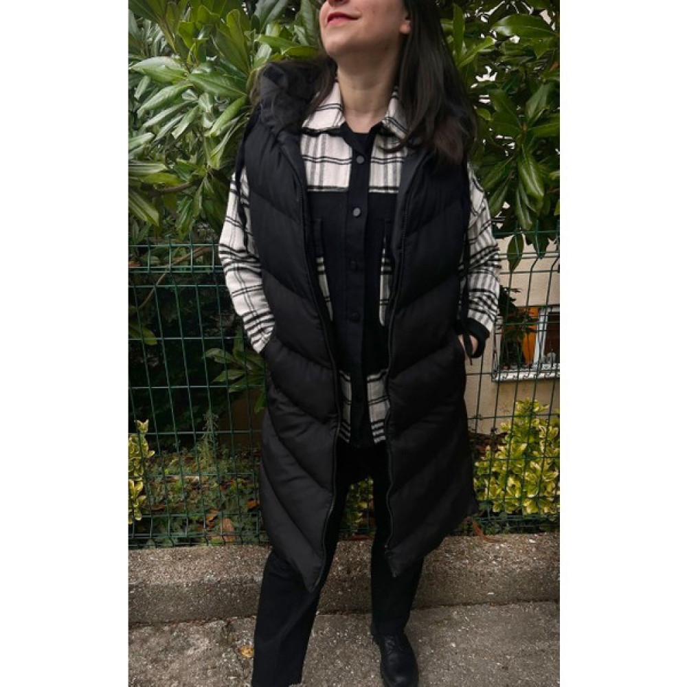 Msm Fashion Siyah Kapüşonlu Uzun Şişme Yelek Mont Bayan Mont Fiyatı
