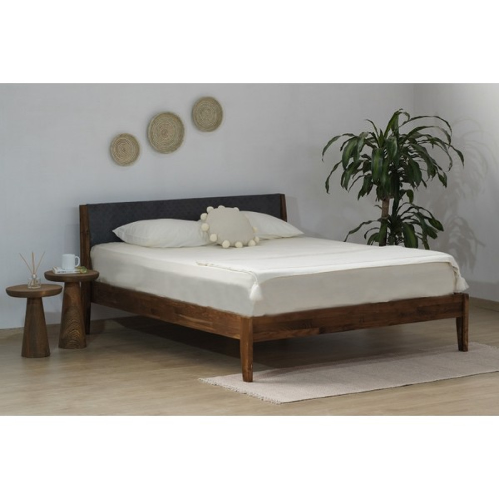 MSM Mobilya Istanbul Naturel Kolay Kurulum Masif Ceviz Renk Çift Kişilik Doğal Ahşap Karyola 120X200 - 120 x 200 cm Karyola Fiyatı