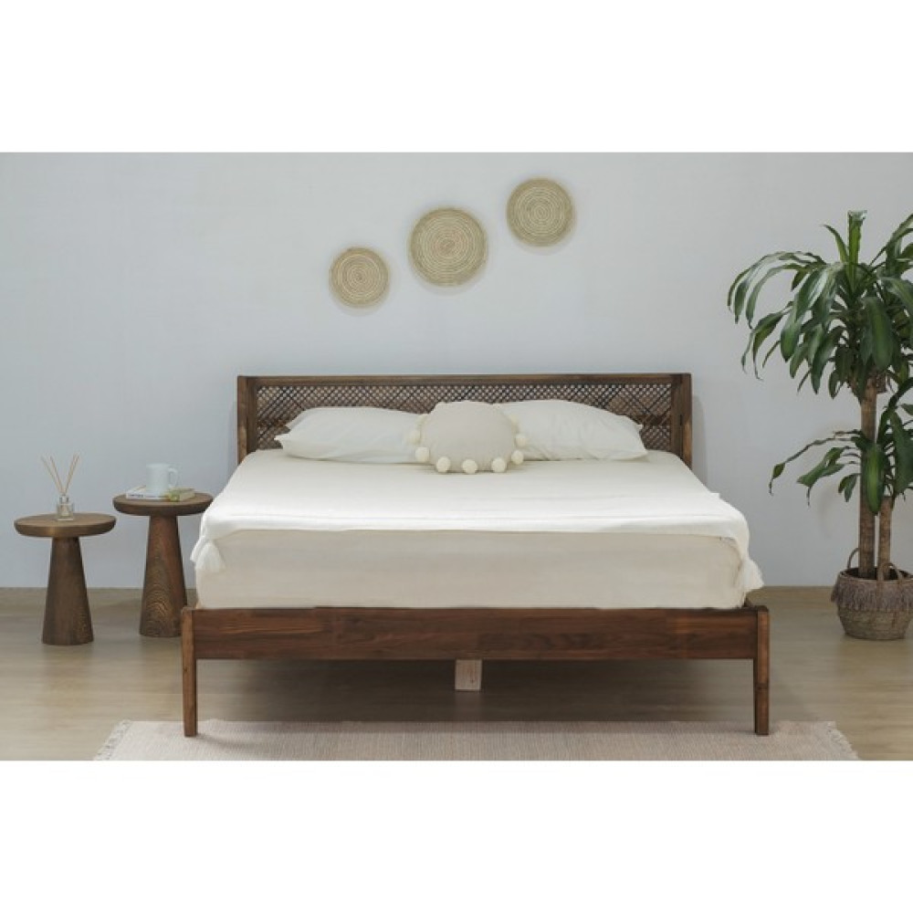 MSM Mobilya Tokyo Naturel Kolay Kurulum Masif Ceviz Renk Çift Kişilik Doğal Ahşap Karyola 120X200 - 120 x 200 cm Karyola Fiyatı