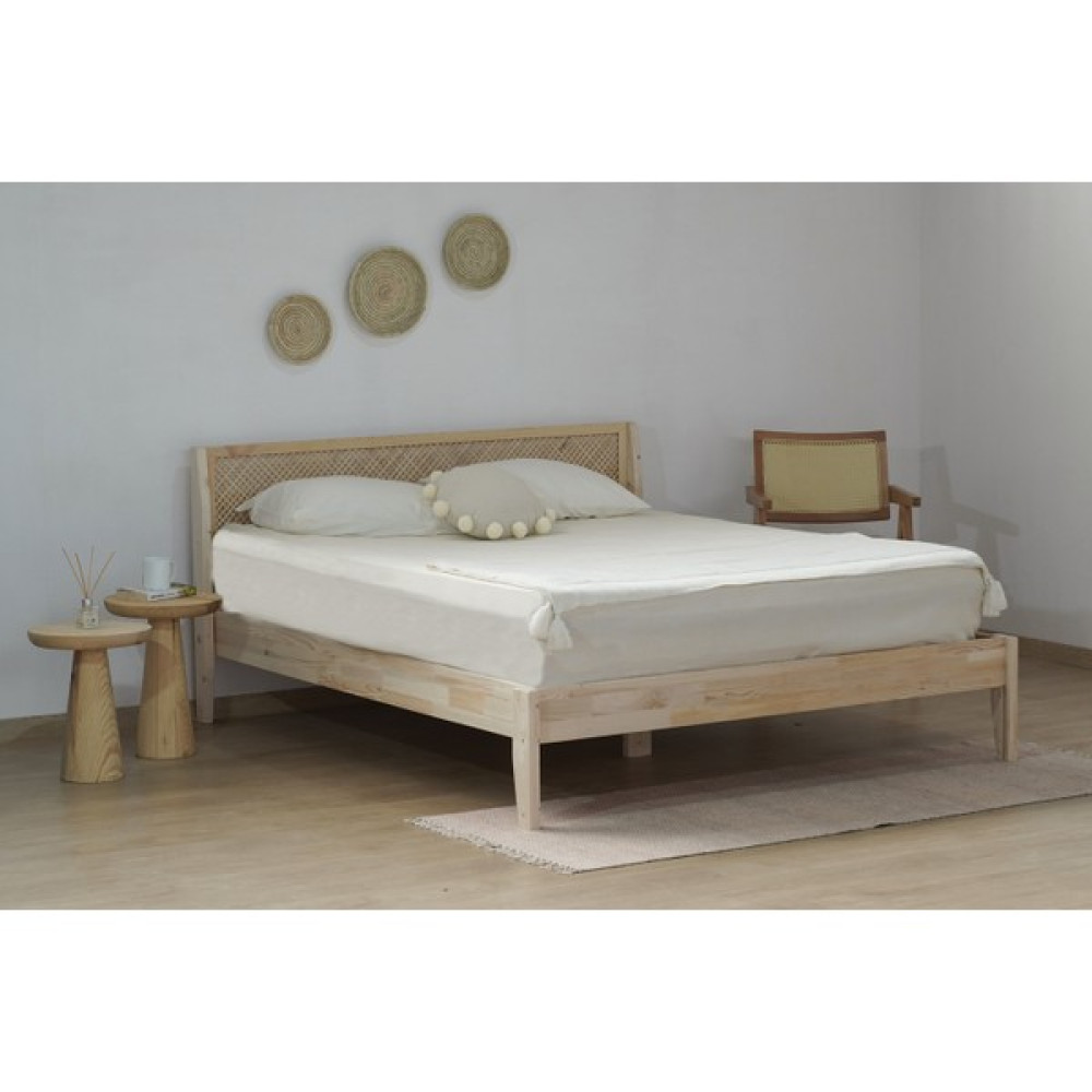 MSM Mobilya Tokyo Naturel Kolay Kurulum Masif Verniksiz Çift Kişilik Doğal Ahşap Karyola 120X200 - 120 x 200 cm Karyola Fiyatı