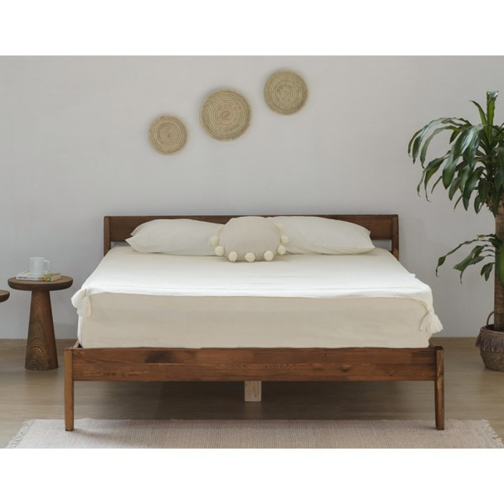 MSM Mobilya Venüs Naturel Kolay Kurulum Masif Ceviz Çift Kişilik Doğal Ahşap Karyola 140X190 - 140 x 190 cm Karyola Fiyatı