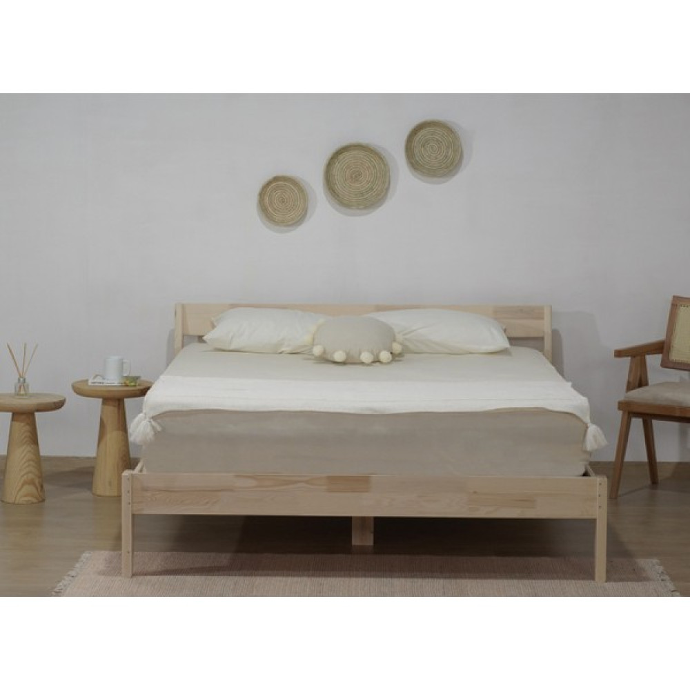 MSM Mobilya Venüs Naturel Kolay Kurulum Masif Verniksiz Çift Kişilik Doğal Ahşap Karyola 140X190 - 140 x 190 cm Karyola Fiyatı