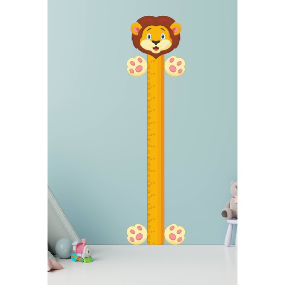 Msticker Çocuk Odası Aslan Figürlü Boy Cetvel STICKER-50X190CM Duvar Stickerı Fiyatı