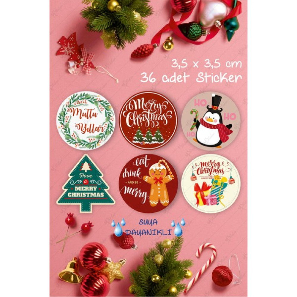 Msticker Mutlı Yıllar Sticker 3x5 cm 36 Adet - Suya Dayanıklı Yeni Yıl Yılbaşı Sticker - 3 x 5 cm Duvar Stickerı Fiyatı