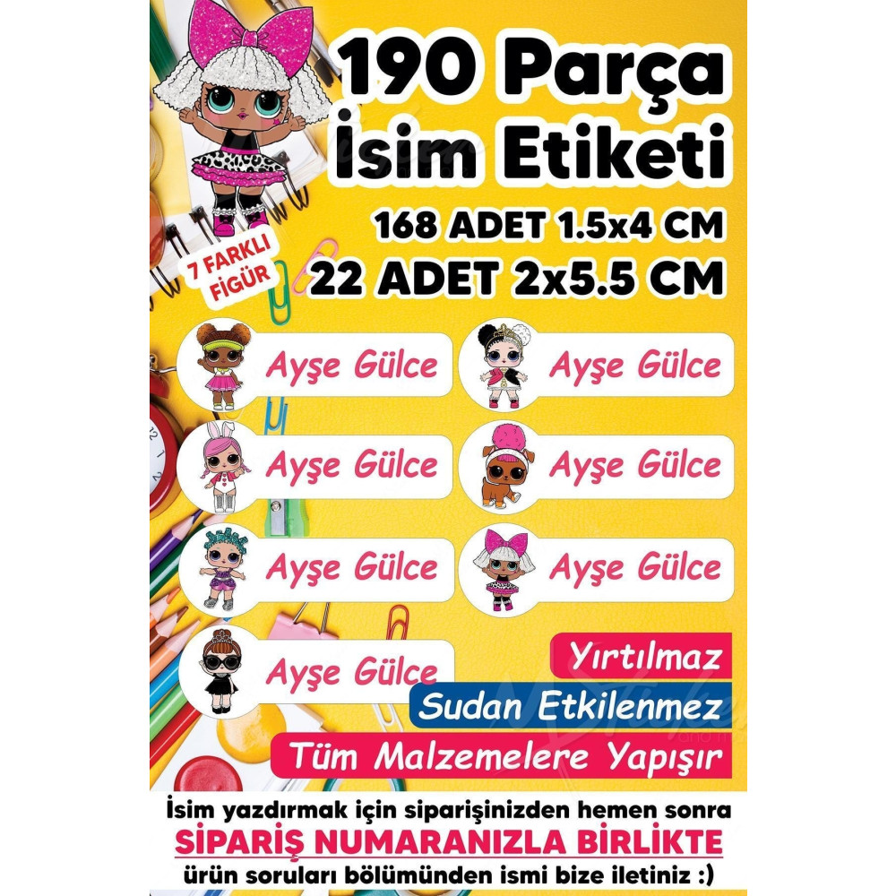 MSticker Okul Etiketi Kalem Defter Etiketi Lol Temalı Özel Isim Yazılabilen Etiket - 190 Adet Etiket Fiyatı