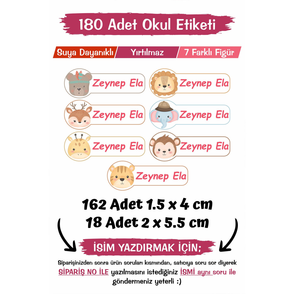 MSticker Okul Etiketi Kalem Defter Özel Isim Yazılabilen Etiket 190 Adet Etiket Fiyatı