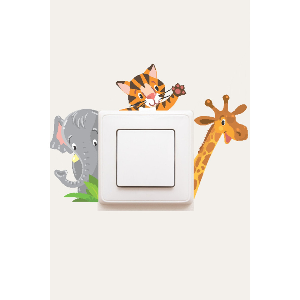 MSticker Sevimli Priz Sticker - Safari Hayvanları 10 x 10 Beden Duvar Stickerı Fiyatı